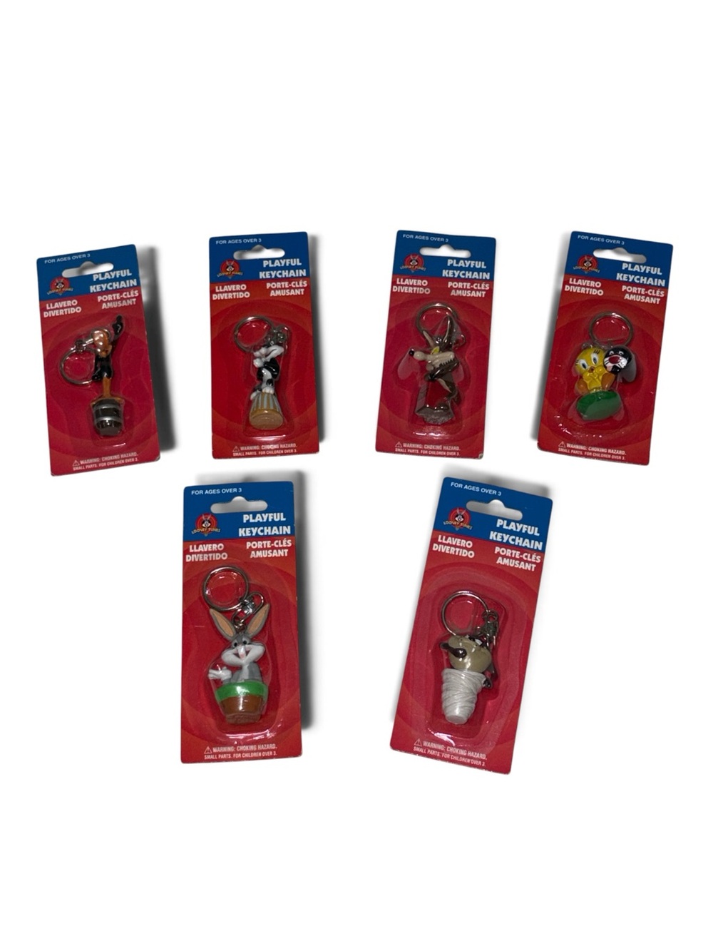 Vintage Warner Brothers Looney Tunes Lot Of 6 New Old Stock Keychains